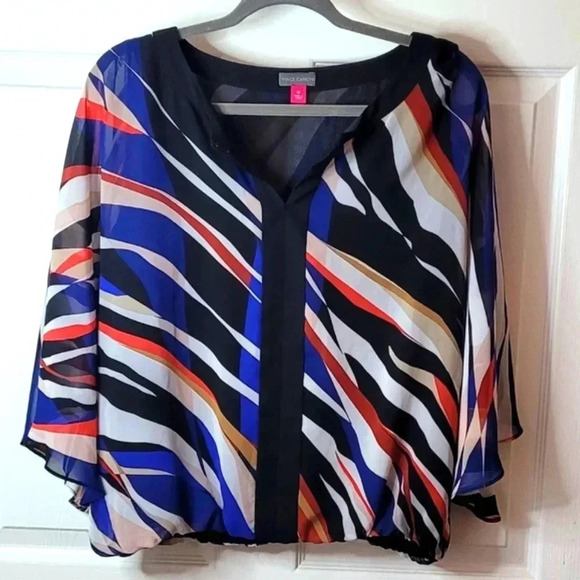 VINCE CAMUTO 3/4 Sleeve Sheer Pleated Elastic Hem Blouse - Picture 5 of 9